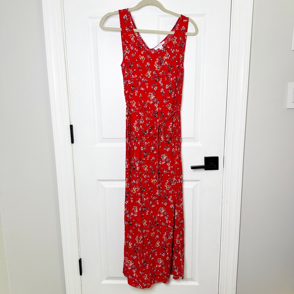 Beachlunchlounge Floral Maxi Dress Womens Small Red Excellent Sleeveless Boho
